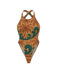 Flawata Deluxe palm print cheeky one piece swimsuit